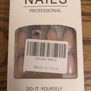 Blue Glitter Butterfly Press-On Nails‎